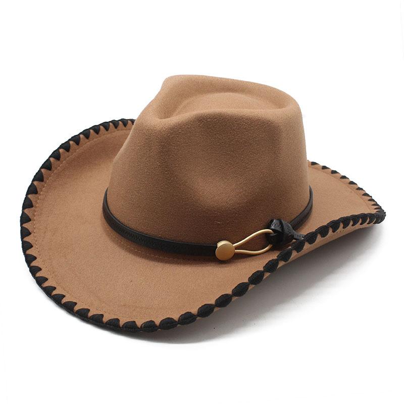 Wool Hat Hemmed Men'S And Women'S Jazz Top Hat Retro Western Cowboy Hat