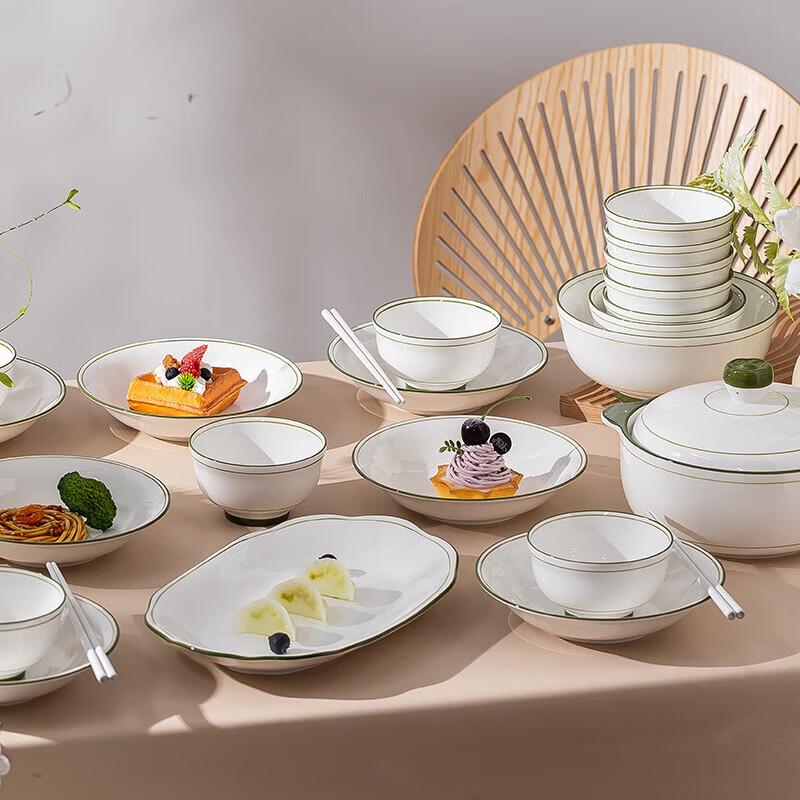 Wuhe Elegant Green Ceramic Round Plate