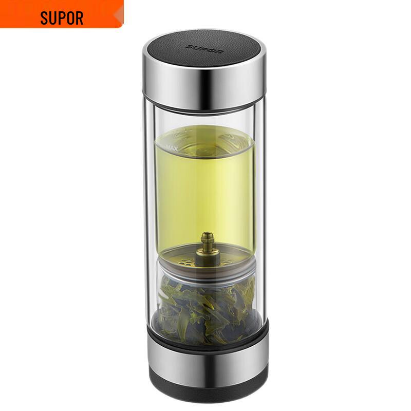 Supor Double-Wall Tea Infuser Glass Travel Mug