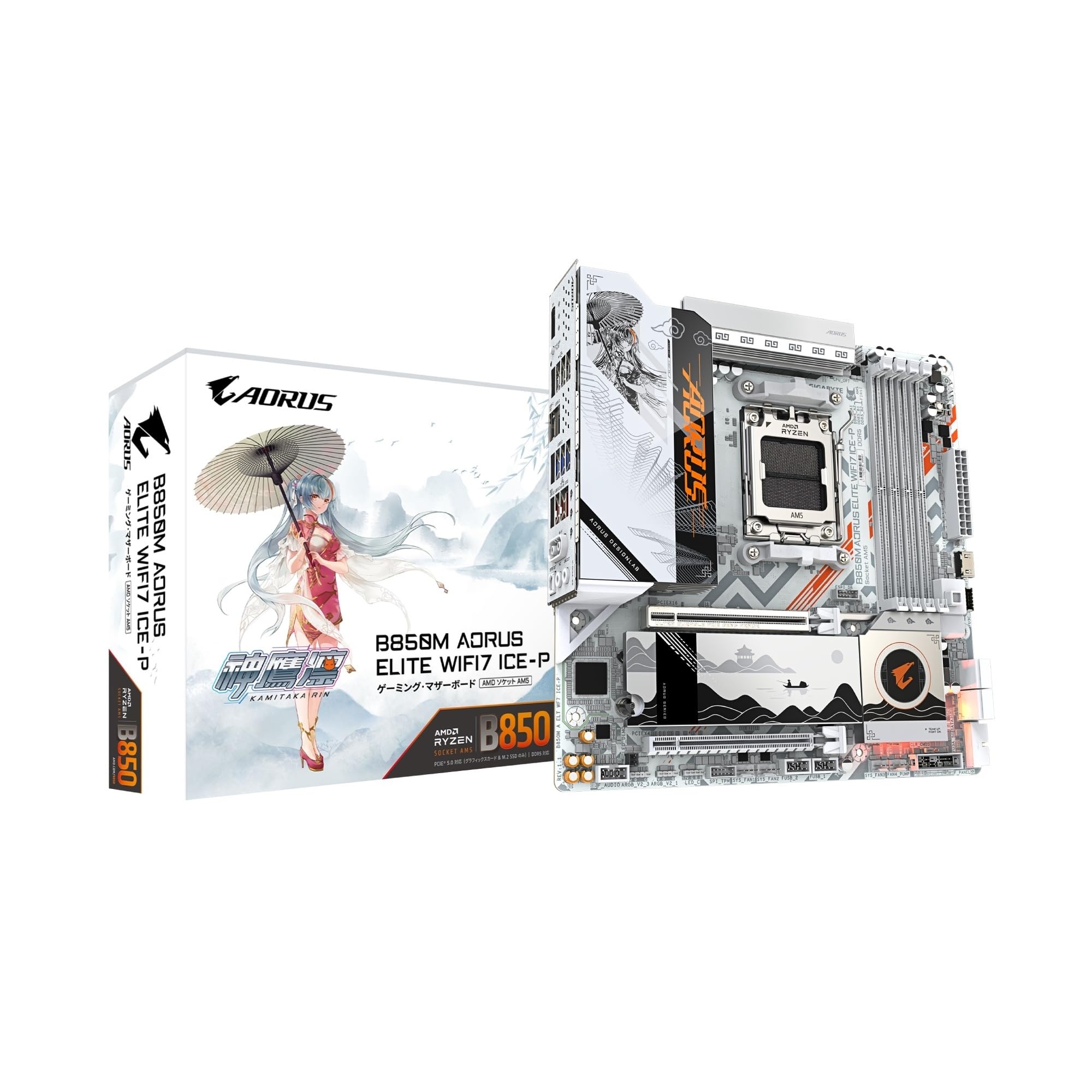 

Материнська плата GIGABYTE B850M AORUS ELITE WIFI7 Shinyo Rin Model MB6898 ICE-P Micro-ATX білий