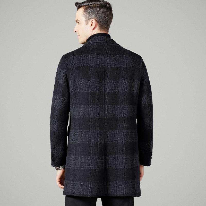 Doppelseitiger Kaschmir-Karomantel Herren mittellang Winter Woll-Daunenfutter Jacke Anzugkragen Business Wollmantel