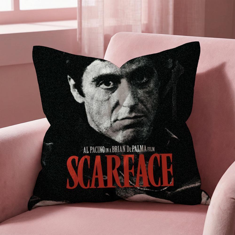 S-Scarface Movie Cushion Cover Multi-Scene Pillow Cover for Home & Car - Reversible, Soft & Durable for Daily Use