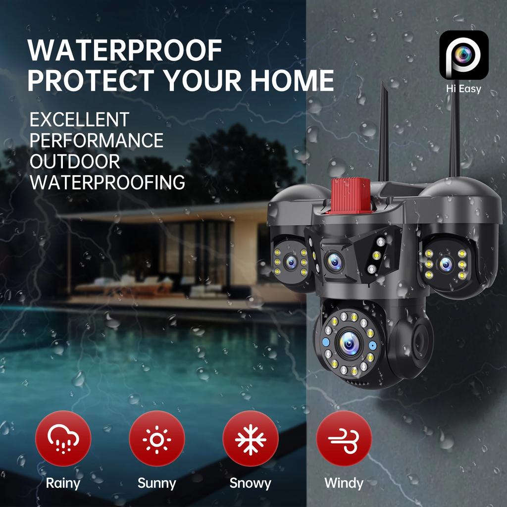 AIOOK Hieasy Camera 4 Lens HD 20MP Outdoor Wifi Camera Night Vision Mobile Tracking PTZ IP CCTV Smart Alarm Two Way Intercom