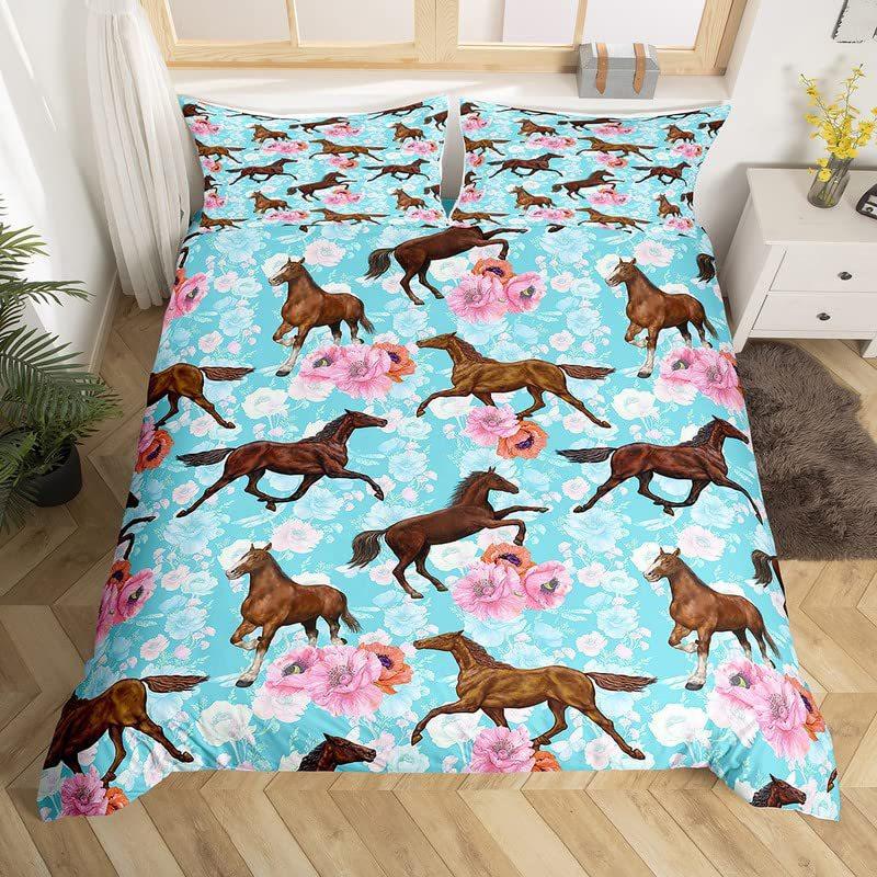 Western Country Wind Horse Printing Three-piece Quilt Cover Sheet Bedding Home Textiles
