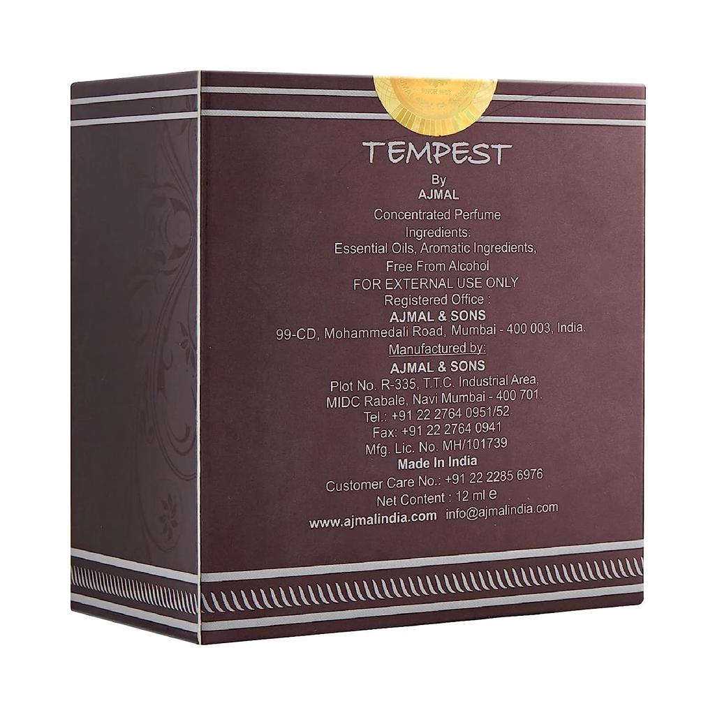 Ajmal Tempest Attar | Parfum Floral | Unisexe Sans Alcool | Attar Longue Durée Hommes & Femmes - 12 ML