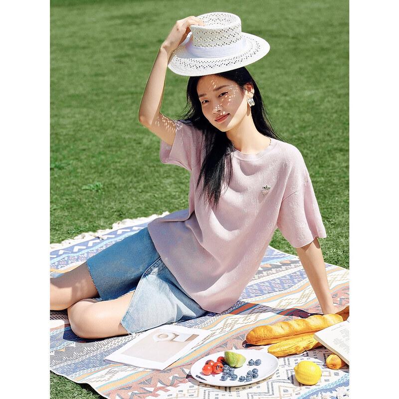 

JZ Anna & Co. Strawberry Jacquard Short Sleeve Knit Top 2XL