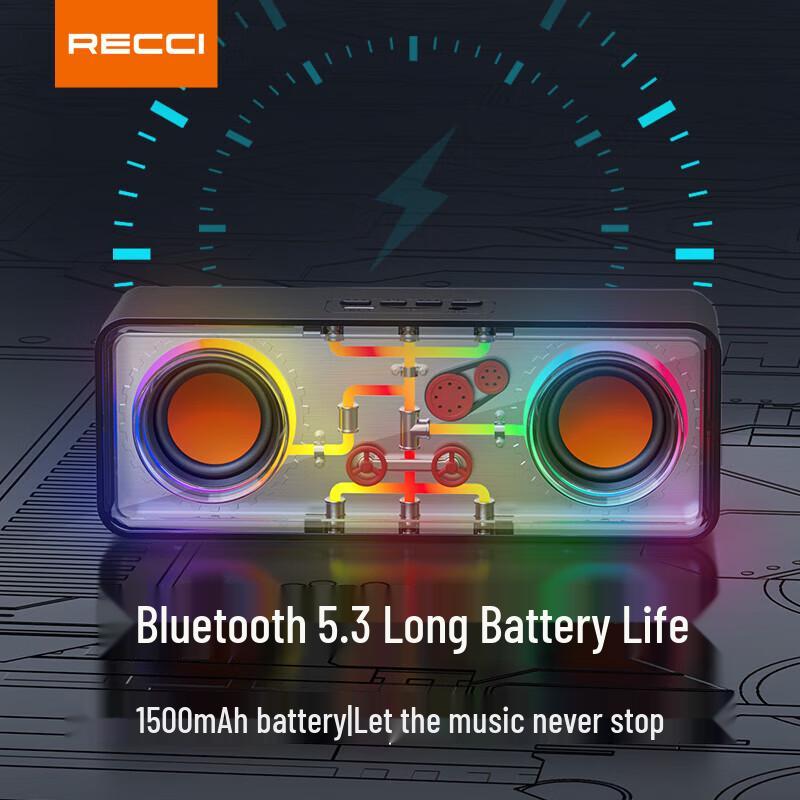 Recci RSK-W38 Stereo Bluetooth Speaker with RGB Lights