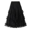Elegant Multi-Layered Tulle Lace Midi Skirt