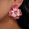 Iron Cloth Colorful Flower Earrings Oil Drip Floral Ear Studs Exaggerated Ear Pendant  Summer