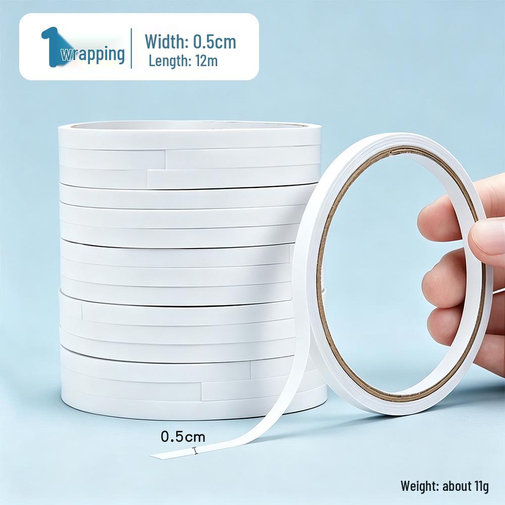 Thin Transparent Double-Sided Tape – 12m, High Viscosity for Office & Crafts