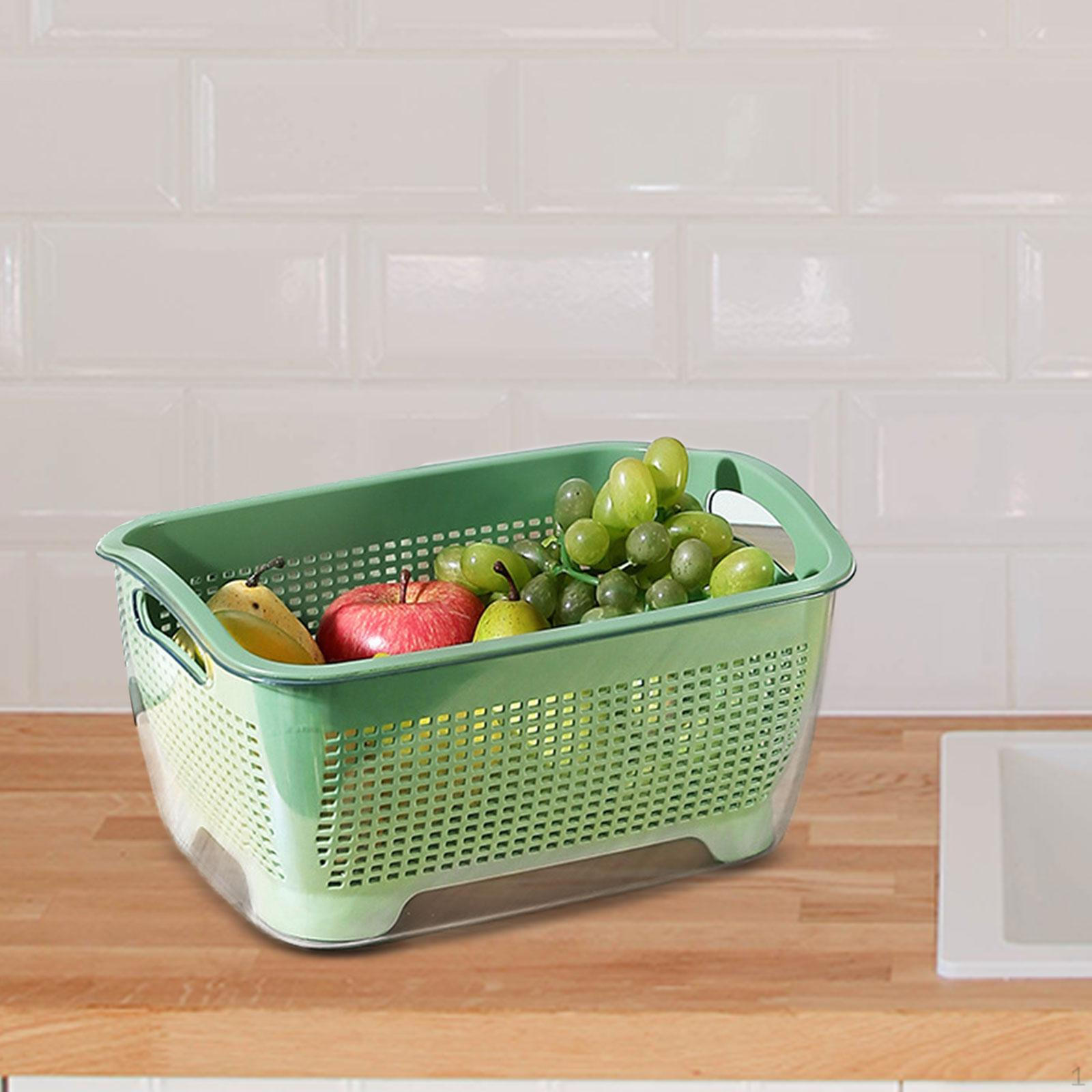 

Двухслойная корзина-ситечко, кухонные дуршлаги для слива фруктов, миска, ситечки для еды green large