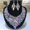 Conjuntos de Joias de Noiva Coloridos Dubai Stonefans para Mulheres Frete Grátis Exagerado Conjunto de Brincos Colar de Strass Presentes de Joias