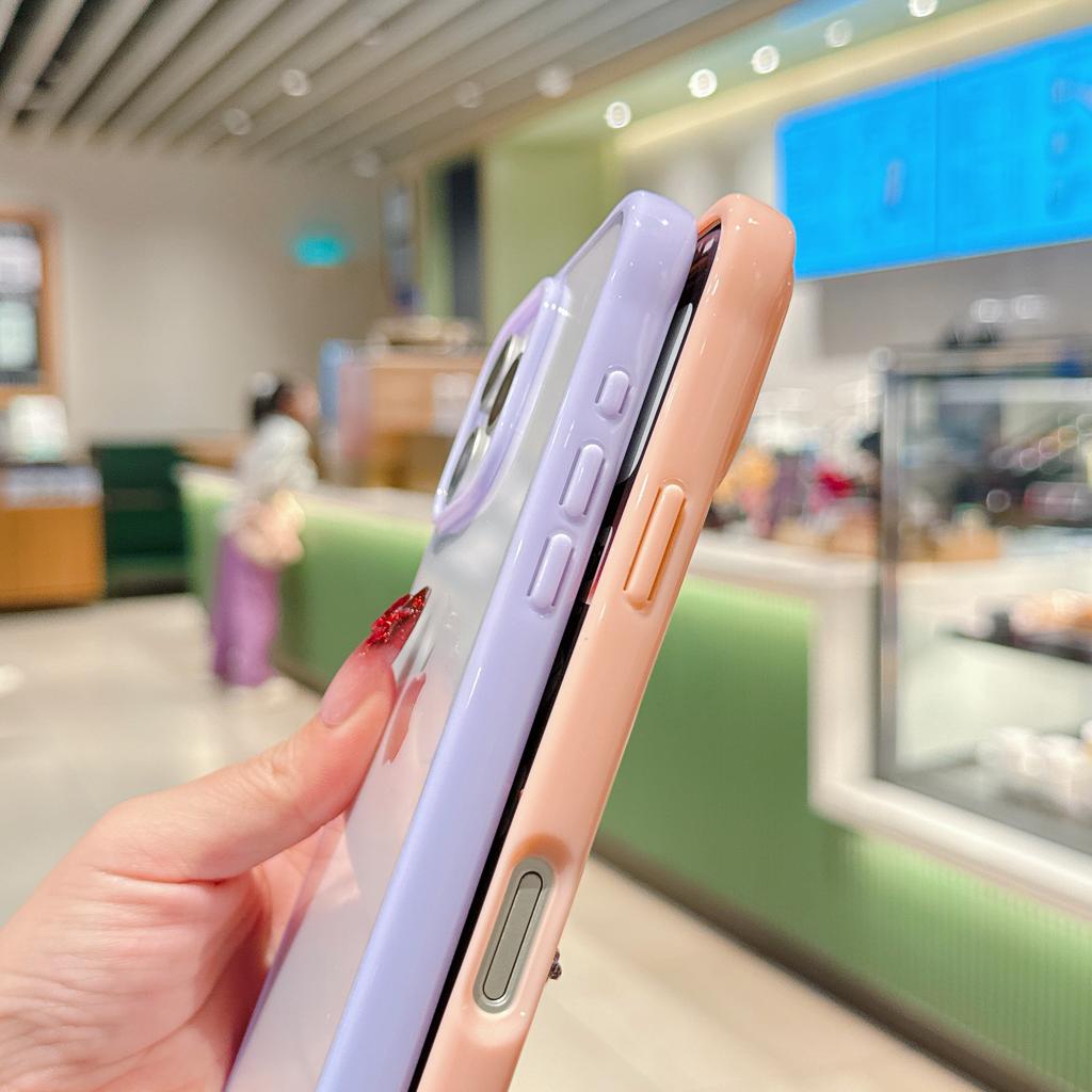 Candy Color Bumper Transparent Phone Case For iPhone 16 15 14 13 11 12 Pro Max Mini XR XS X 7 8 Plus SE Clear Hard Acrylic Cover