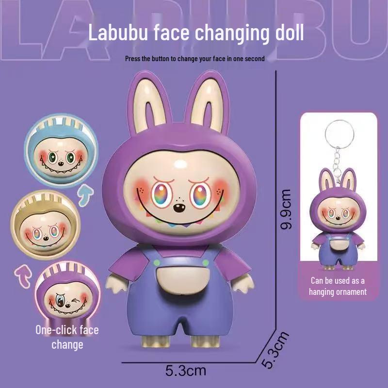 Face-Changing Doll Pendant - Trendy Stress-Relief Keychain Toy for Men, Women, and Children