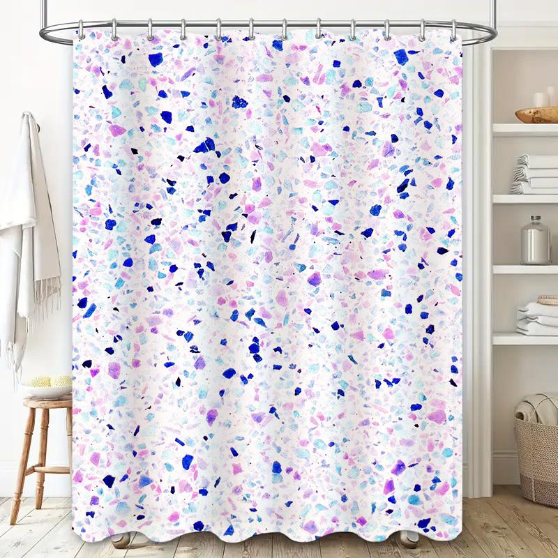 Colorful Polka Dot Shower Curtain for Bathroom Decor Pink Blue White Printed Waterproof Fabric with Metal Grommets Size 72x84 In