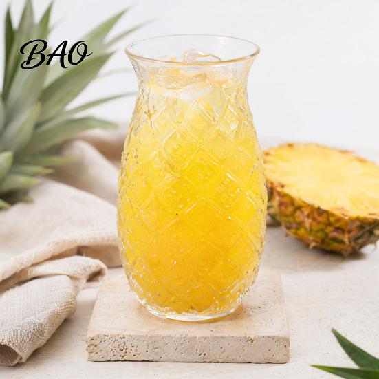Cocktail Glass for Restaurants Pineapple Shape Glass, 480ml Embossed Tumbler Juice Hot Heat Resistant Glassware Beverages, Creative Bar Whiskey,
