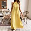 European and American style sexy neck halter dress solid color lazy loose dress, specially for elegant and long temperament
