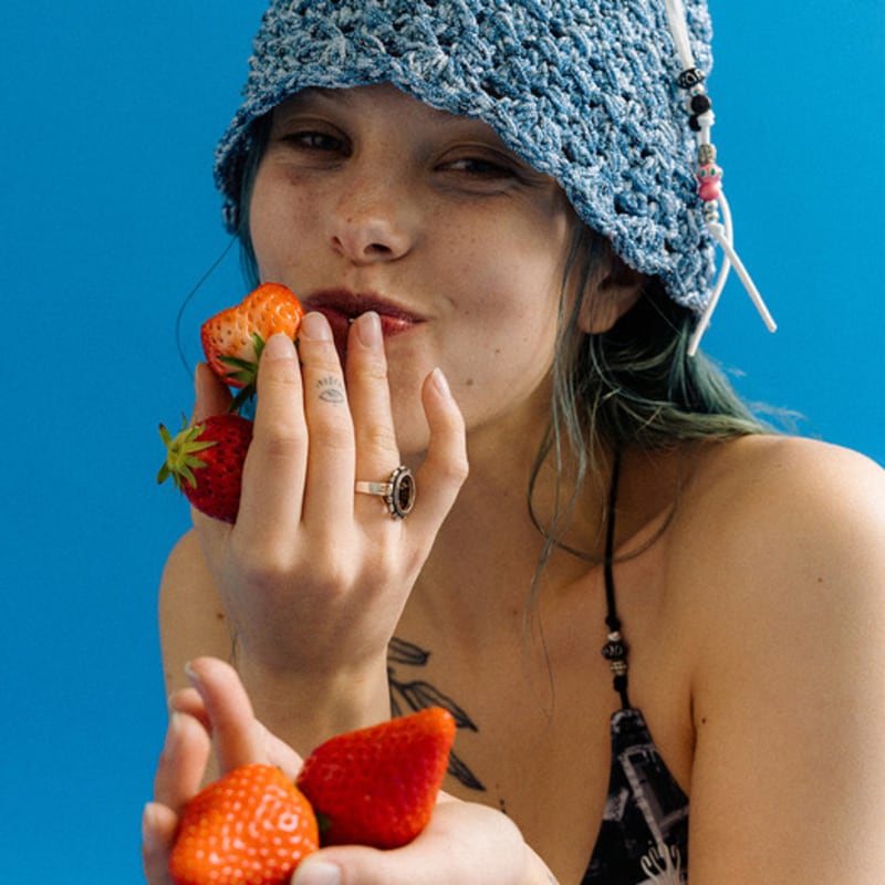 Orogee Shell Knit Bucket hat_Blue