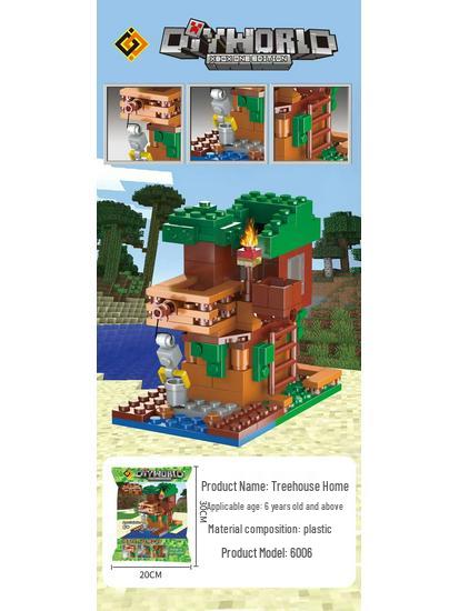 Minecraft Minifigure Set: Block Mechanism, Cave Light, Treehouse, Warhorse, Ocelot, Village Windmill Town