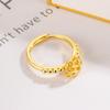 Gold Small Sugar Cube Ring Women's Niche Simple Hollow High-end Design Fashionable Filigree Tide Open Ring Jewelry