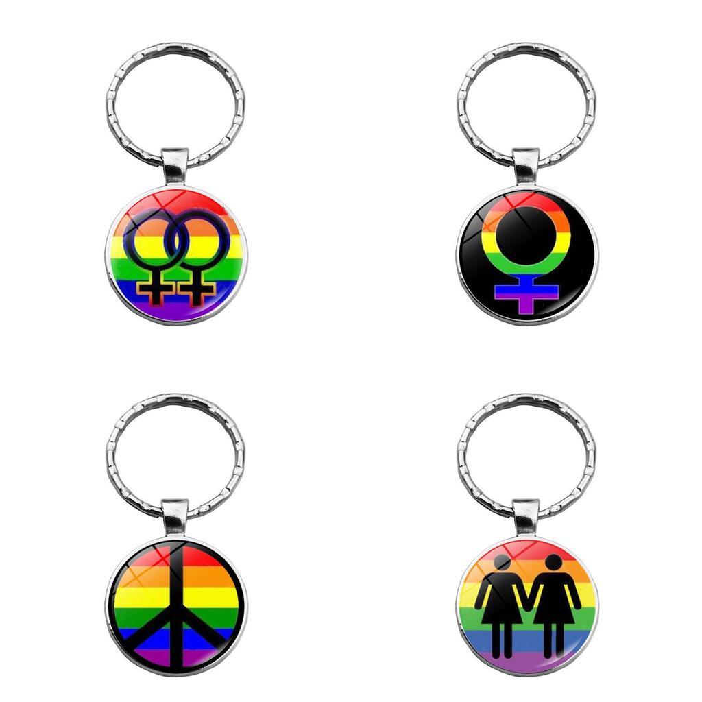 Rainbow Lgbtq Keychain Creative Couple Gift Modern Style Zinc Alloy Key Ring Bag Decoration Xswx4626-1