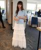 Leuba Eyelet Tiered Maxi Skirt - Off White