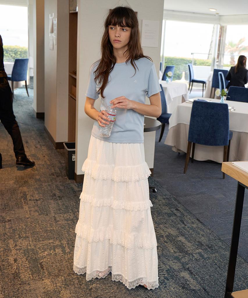 Leuba Eyelet Tiered Maxi Skirt - Off White