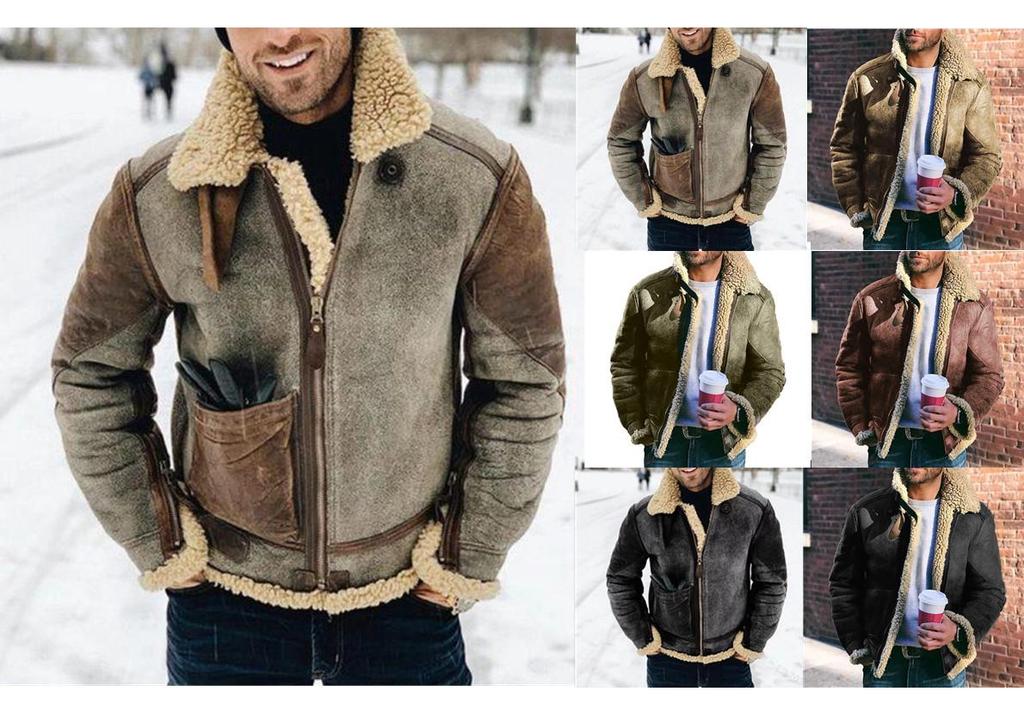 Men's Suede Faux Fur Zipper Jacket - Thickened Autumn/Winter Collection