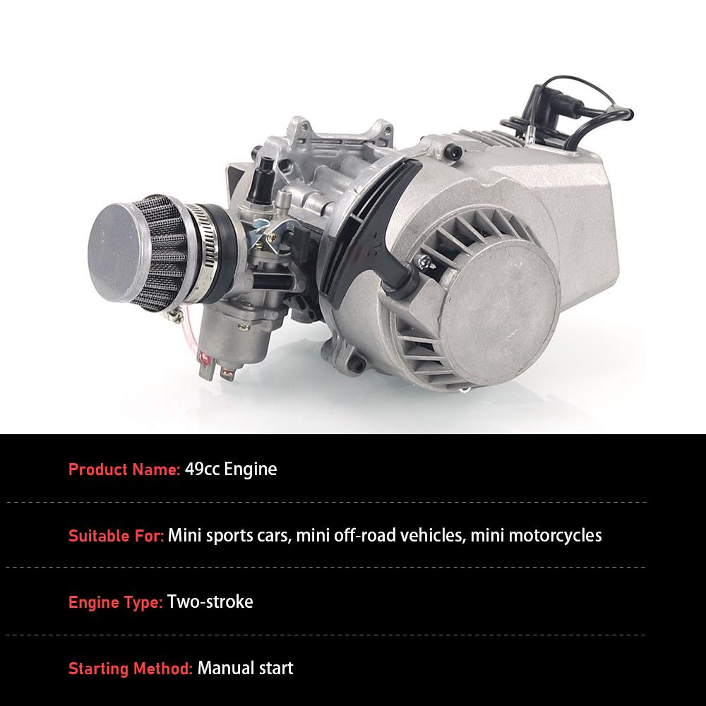 2-Stroke Gasoline Engine 49CC Mini Motorcycle Engine Pull Start Engine for Mini Roadster Dirt Bike Miniature Motorcycle