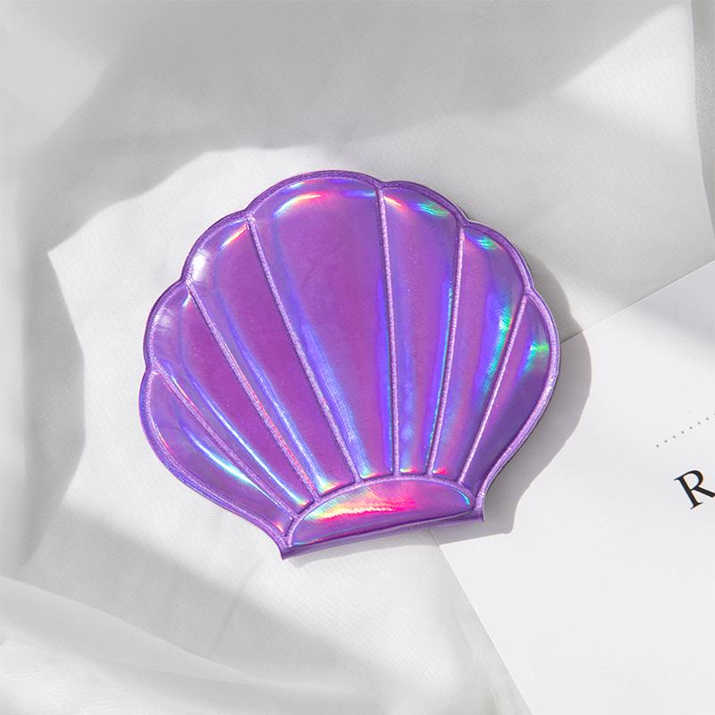 Mermaid Heart Glitter Double-sided Compact Mirror with Colorful Shell Design