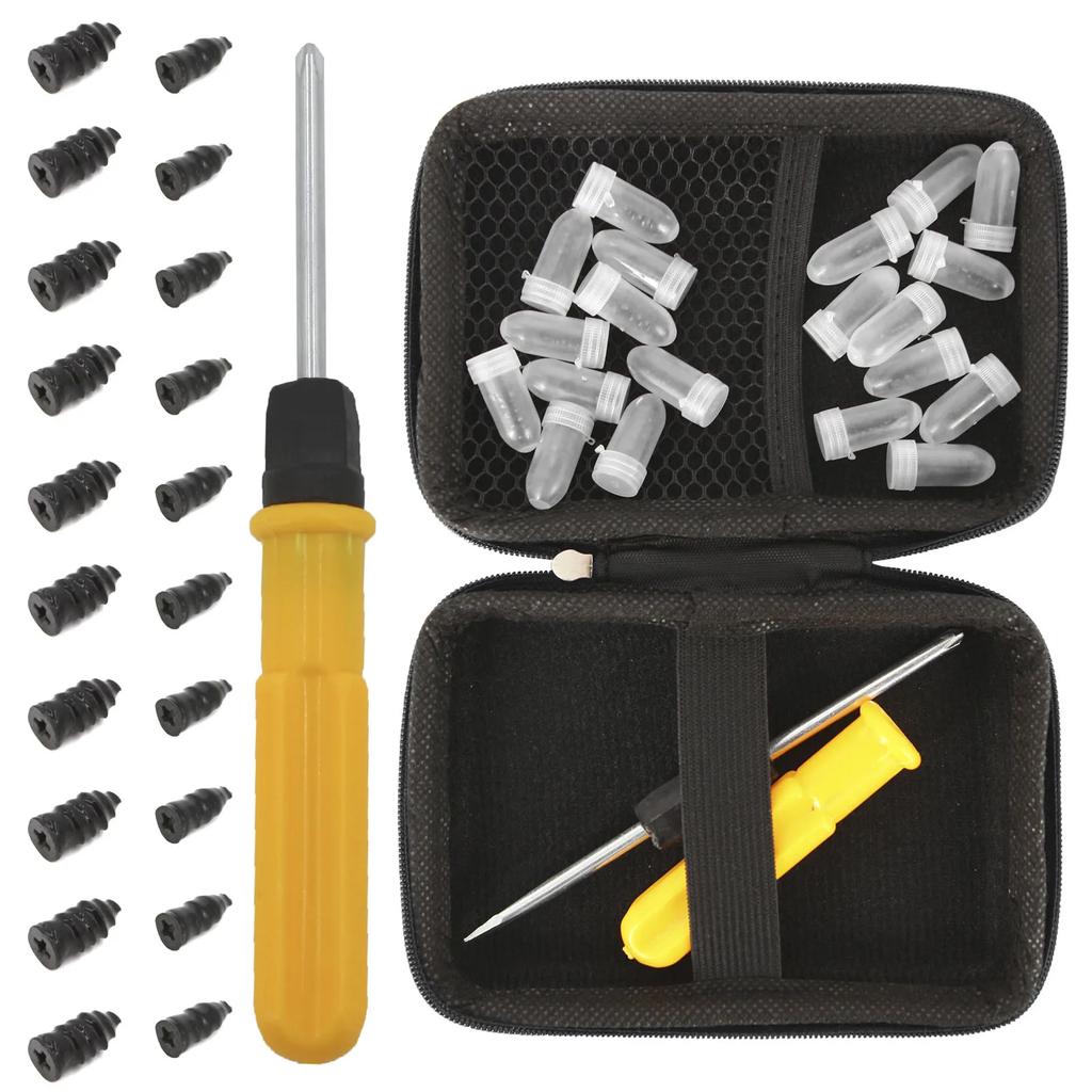 Universal Tubeless Tire Repair Kit - Emergency Puncture Tools w/Rubber T-Plugs for Car/Motorcycle On-Road Vacuum Seal