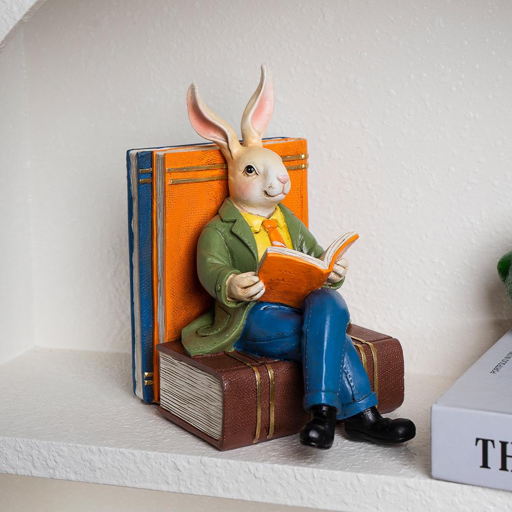 Lesender Hase Statue Gelehrter Hase Harzskulptur Buchliebhaber Geschenk Bibliotheks Schreibtischdeko Gartenornament Lehrergeschenk