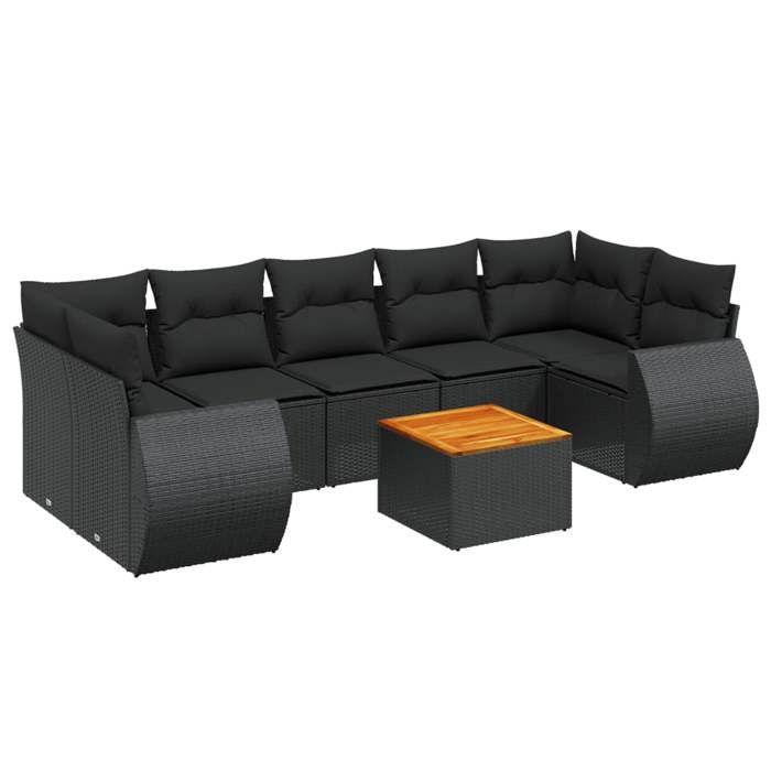 VidaXL Garden Lounge Set with Cushions 8 Pcs, Patio Sofas, Patio Furniture Set, Outdoor Furniture, Black 3257245