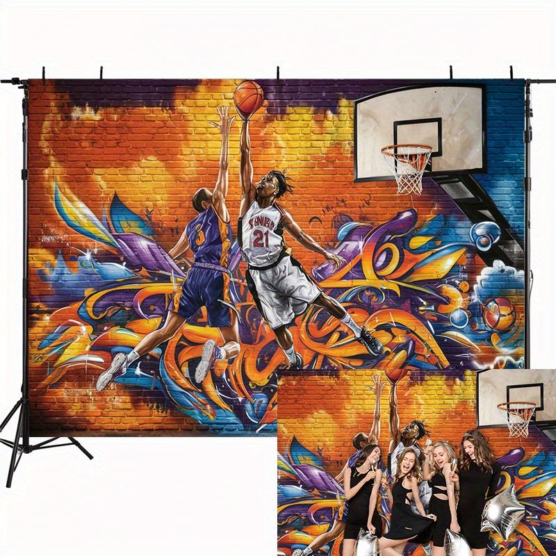 Dynamic basketball street art party banner - 90.55 x 70.8 inches polyester wall decorationDJH