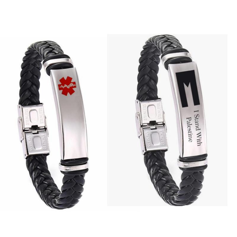 

Винтажный браслет из нержавеющей стали с кожаной вставкой и узором «косичка», парный, ручная работа, с возможностью гравировки