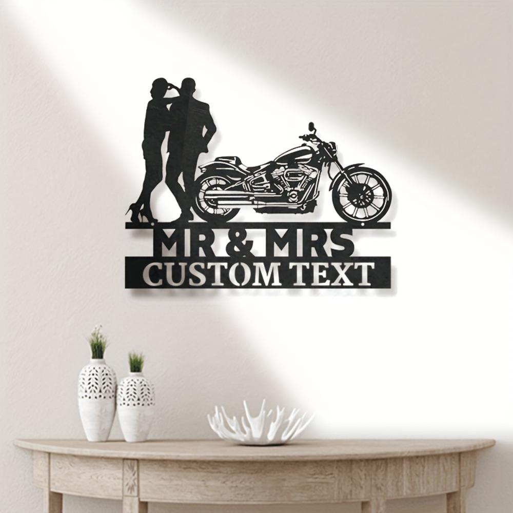 Exclusive Handmade Custom Motorcycle Couple Metal Sign for Valentine Engagement Wedding Anniversary Home Decor