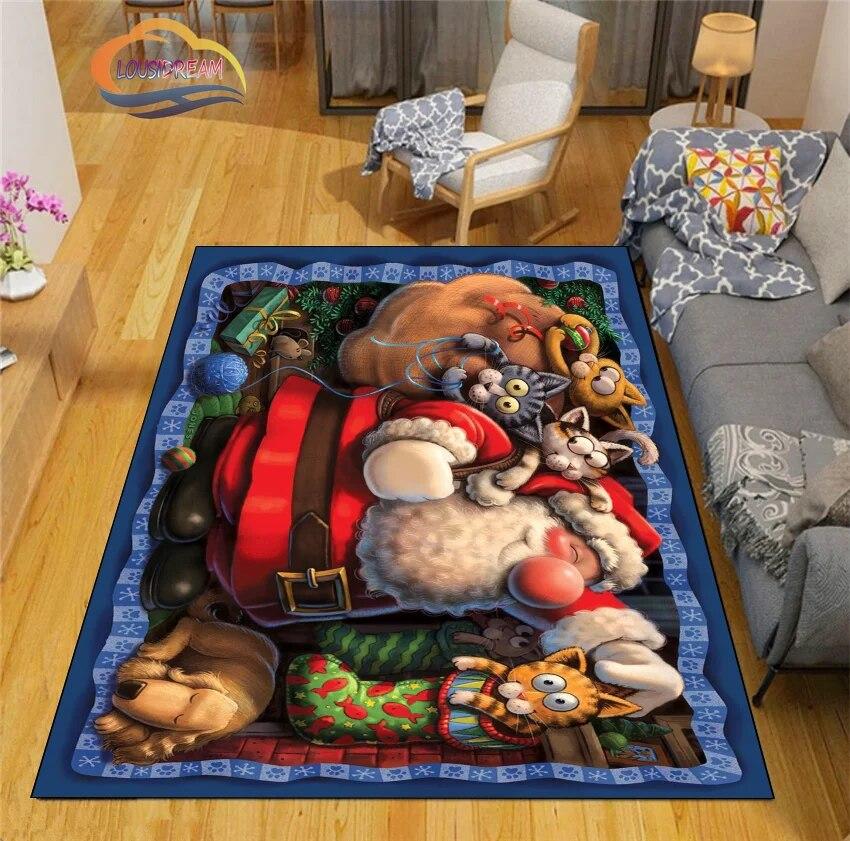 3D Printed Christmas Floor Mats Carpet  Santa  Fashion Bedroom Mat Living Room Office Children  Home Decor