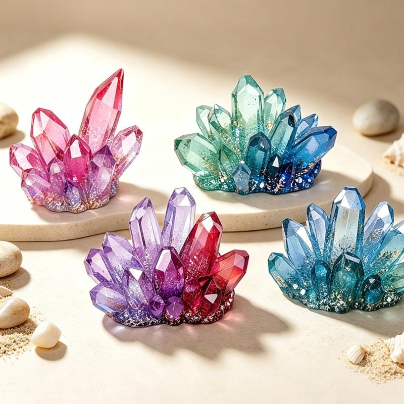 Flexible Silicone Crystal Molds with Raised and Recessed Cavity Detail for Candle Making, Resins, and Plasters Casting
