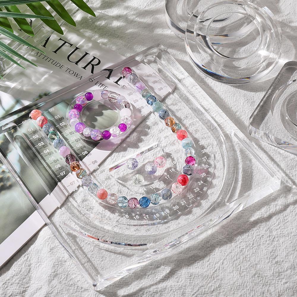1pc Transparent Acrylic Jewelry Display Tray Suitable For Jewelry Bracelets And Antique Bracelet Holders Bead Measuring Tools