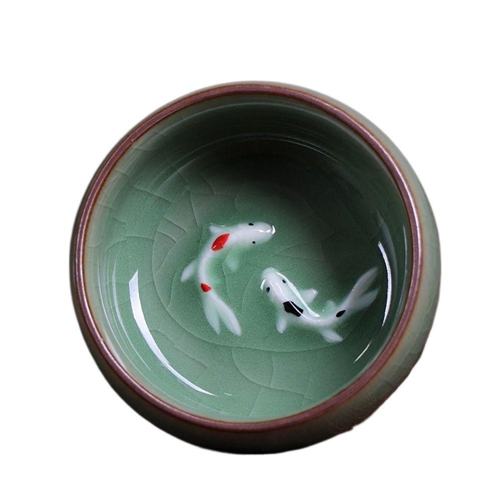 Krakelee Goldfisch Seladon Porzellan Teetassen 60ml zarte Longquan Teetasse Schale gebrauchsfähig Kungfu Chinesische Teetasse Geschenk