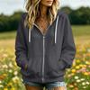 Felpa da donna con cappuccio e tasca, a manica lunga, colore, pullover casual