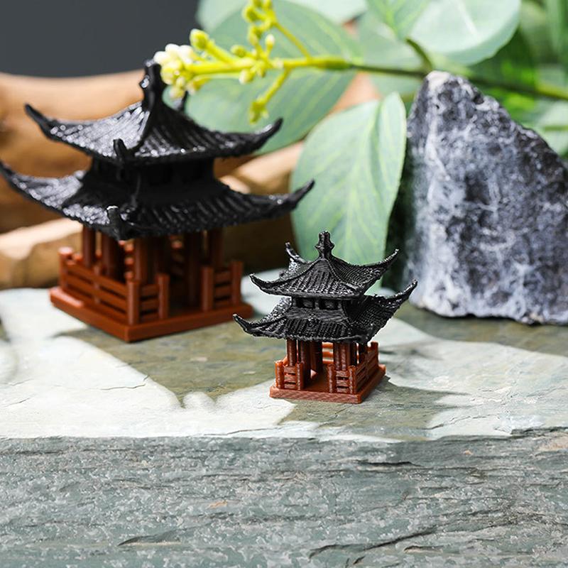 Mini Pagoda Statue Fairy Garden Decor Ancient Building Model Japanese Pavilion Decorations Zen Garden Aquarium Bonsai Decor