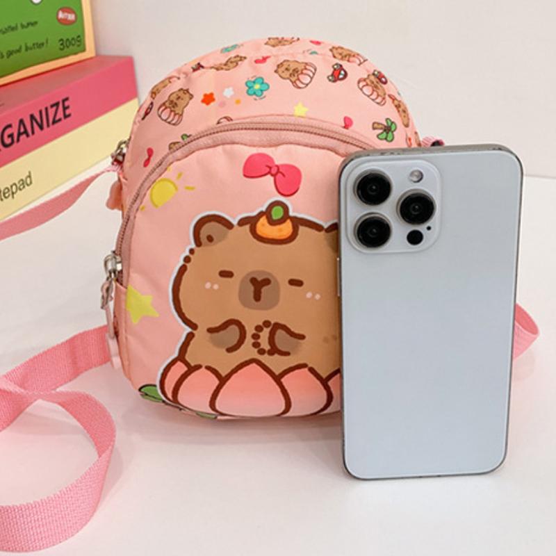 1 Piece Multifunctional Storage Bag Capybara Printed Crossbody Bag Cute Doll Portable Chest Bag Kawaii Kids Gift