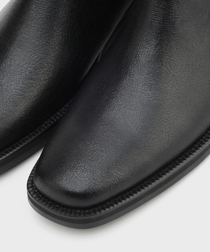 Firenze Atelier [Vibram] Minimal Semi-Square Line Chelsea Boots 7430 [Crack Black]