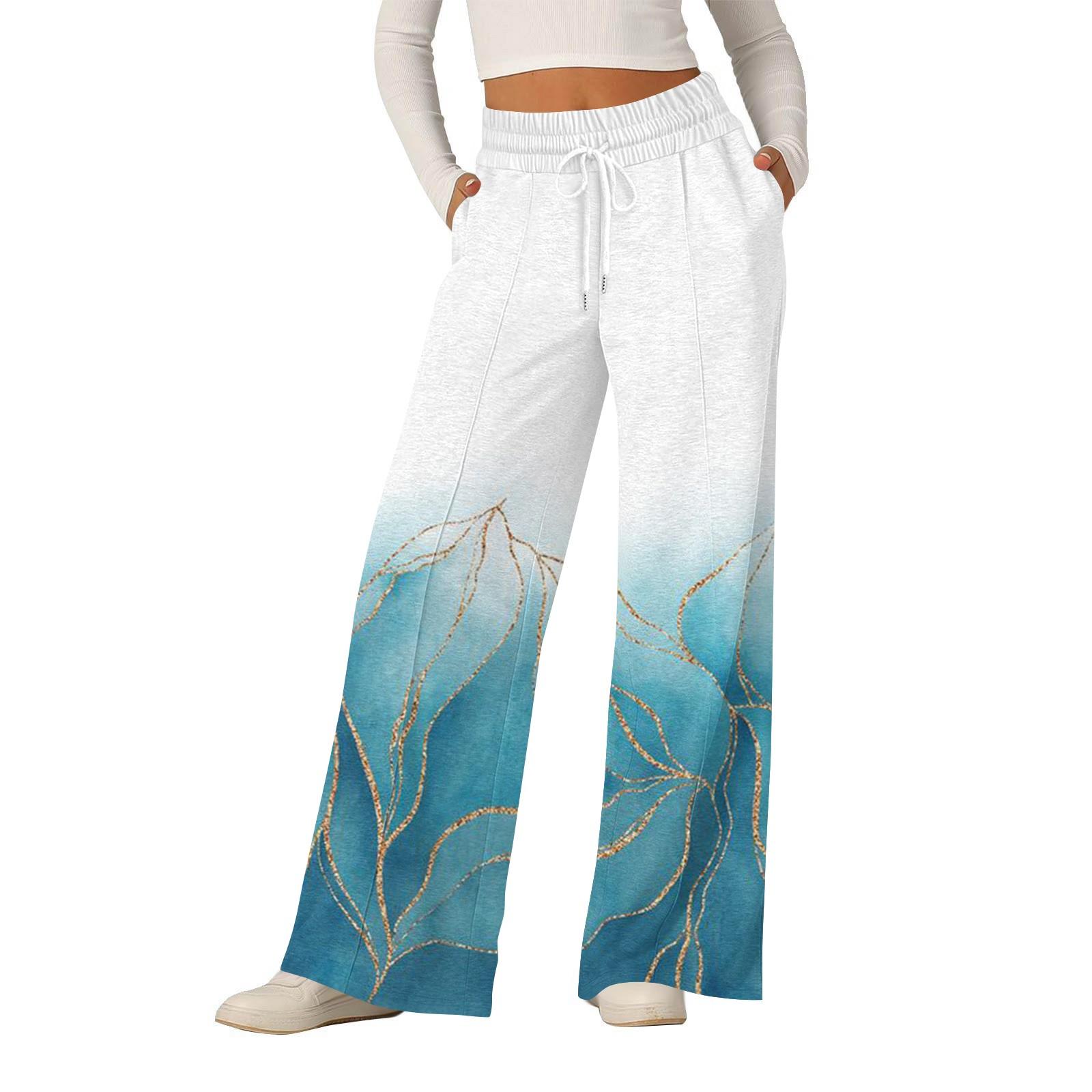 

Женские модные свободные повседневные брюки с широкими штанинами с цветочным принтом XXL