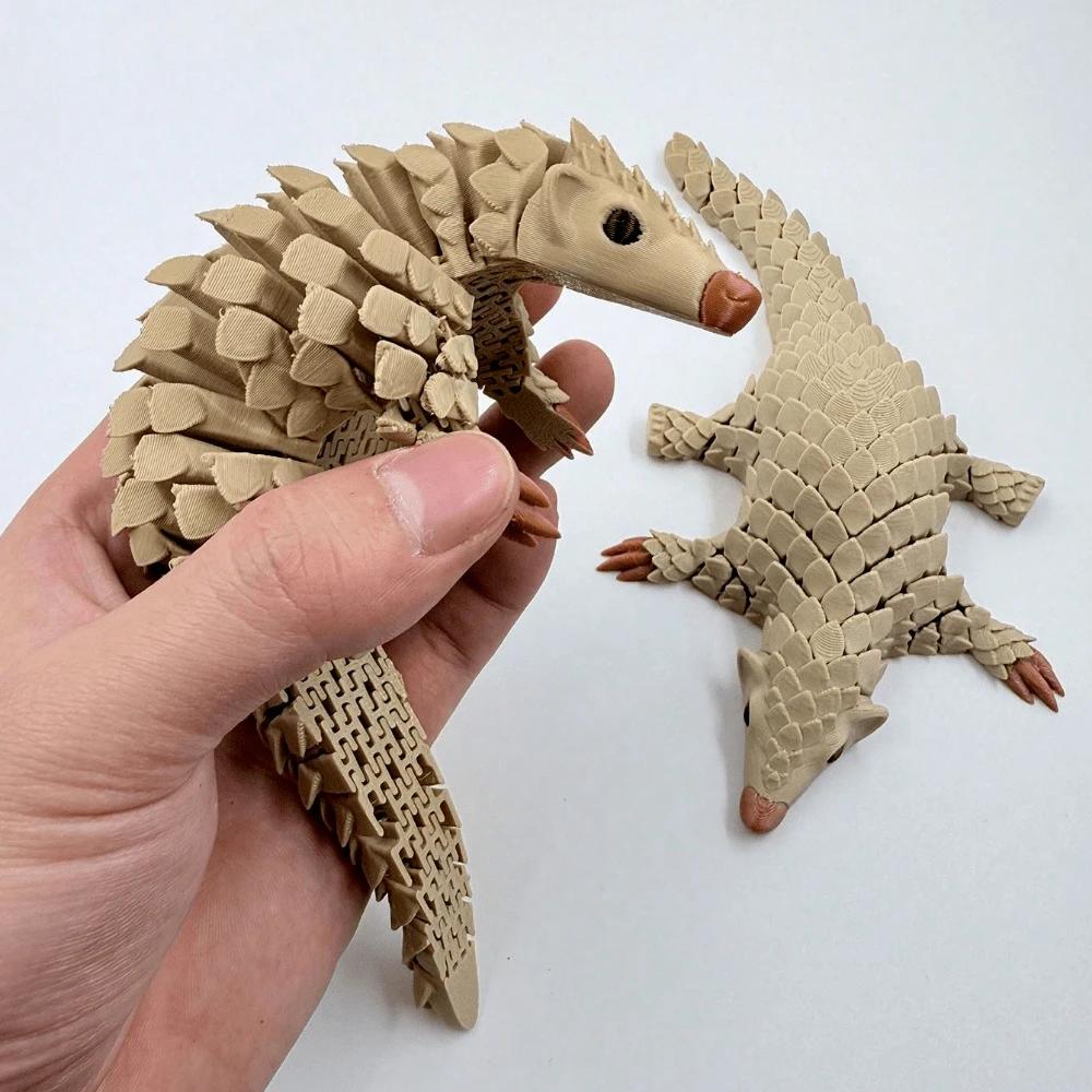 Funny Creative 3D Polychrome Printed Simulated Animal Mode Pangolin Ornaments Statue Animal Model Home Office Desktop Decoration