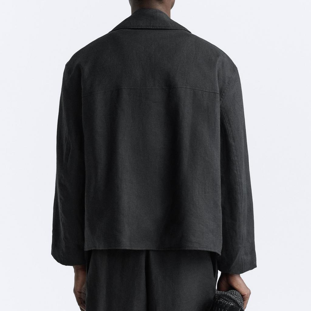 Zara Short Collar Casual Long Sleeve Trench Coat Men Coats Black 0706510-800