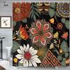 Abstrakcyjna Boho Kwiatowa Botaniczna Zasłona Prysznicowa, Mid Century Morden Boho Botaniczne Kwiaty Tropikalne Liście Zasłona Łazienkowa, W