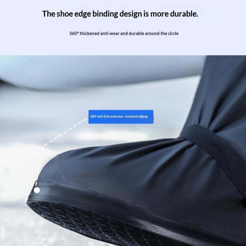 Couvre-bottes de pêche d'extérieur pour adultes à tige haute Bandes réfléchissantes Antidérapant Résistant à l'usure Couvre-chaussures portables Pour chaussures de pluie