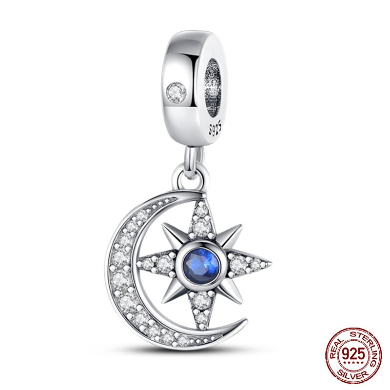 Fashion Copper Sparkling Zircon Star Moon Series Charms Beads Fit Qikaola Original Bracelets Diy Birthday Jewelry